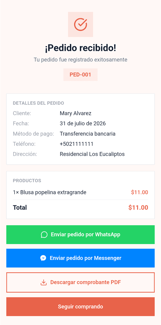 Recibe confirmación al instante
