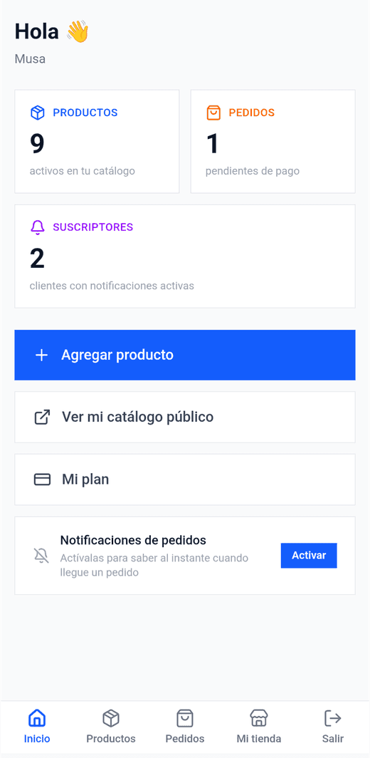 Así ves tu panel de vendedor